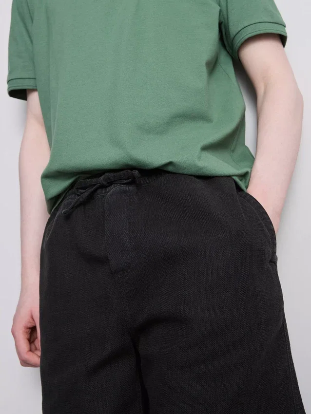 Strukturerade shorts med dragsko