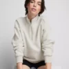 Sweatshirt i bomullsblandning med halv dragkedja