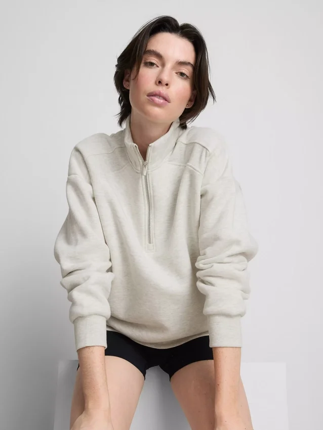 Sweatshirt i bomullsblandning med halv dragkedja