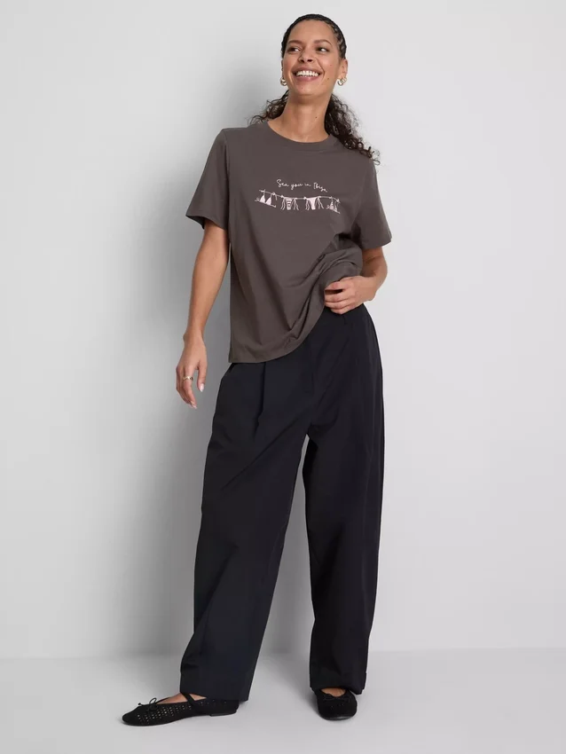 T-shirt i bomull med tryck och korta ärmar