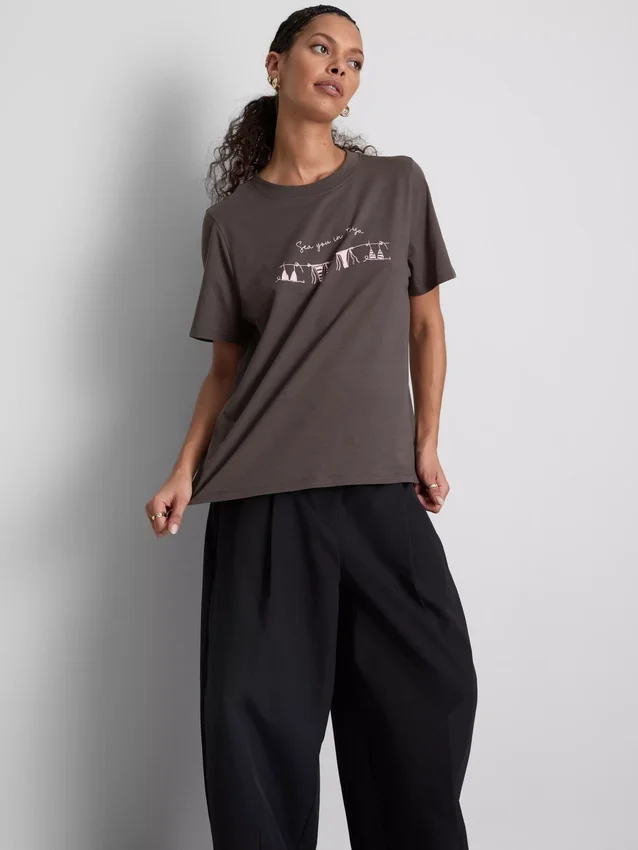 T-shirt i bomull med tryck och korta ärmar