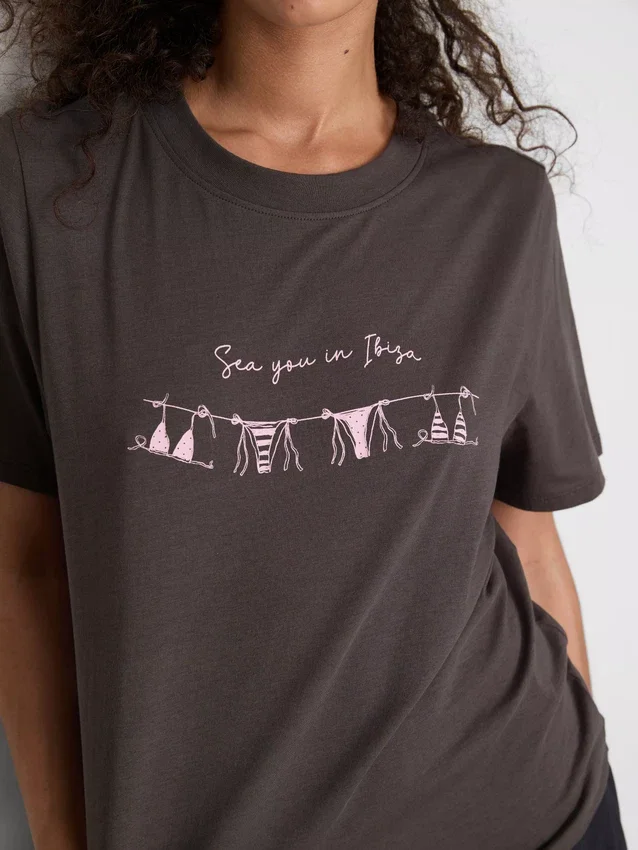 T-shirt i bomull med tryck och korta ärmar