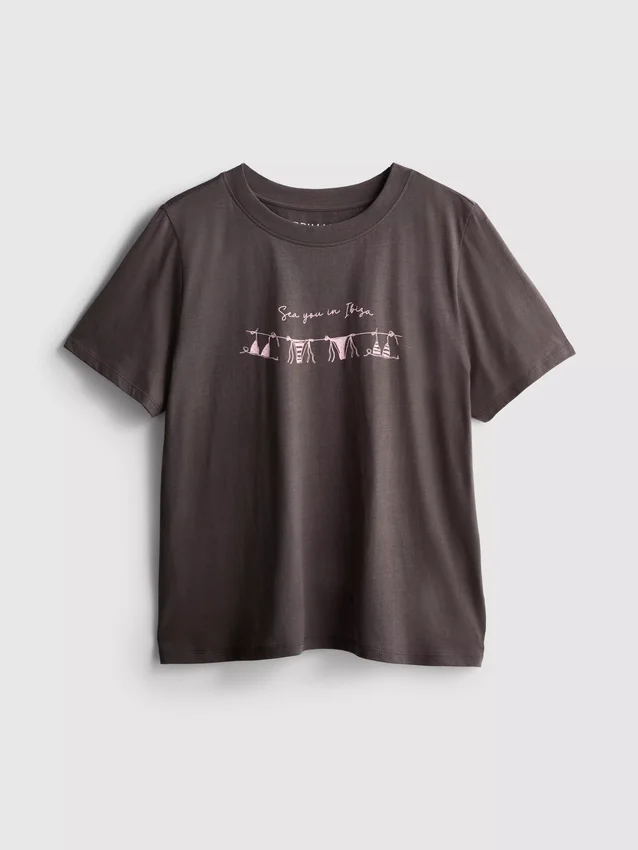 T-shirt i bomull med tryck och korta ärmar