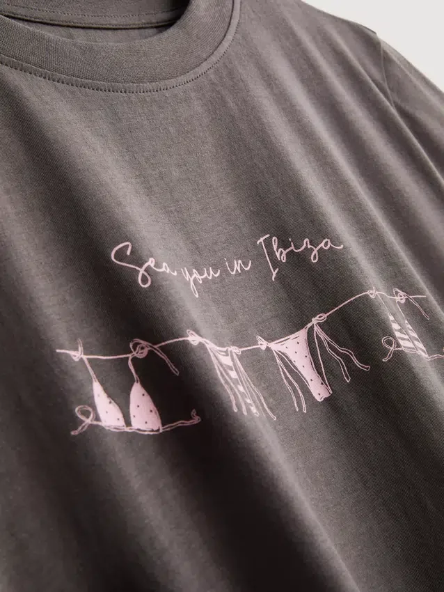 T-shirt i bomull med tryck och korta ärmar