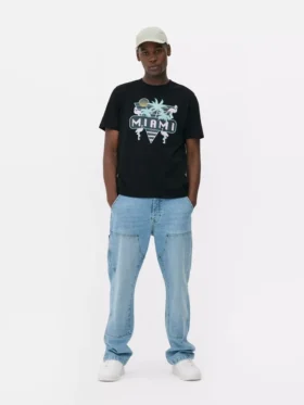 T-shirt med neonfärgad Miami-grafik