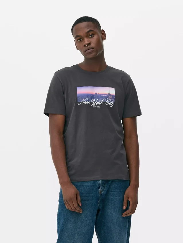 T-shirt med New York-tryck