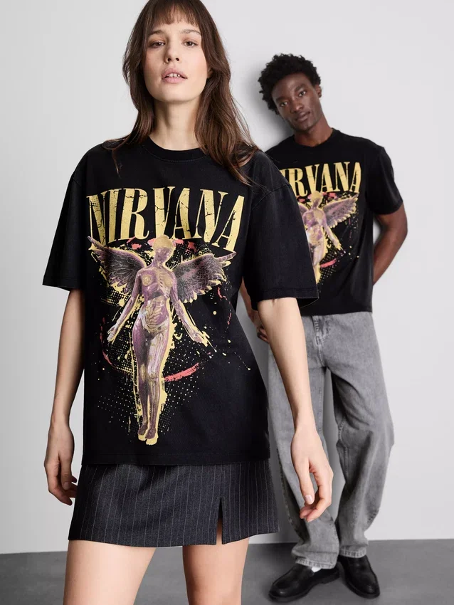 T-shirt med Nirvana-ängelmotiv