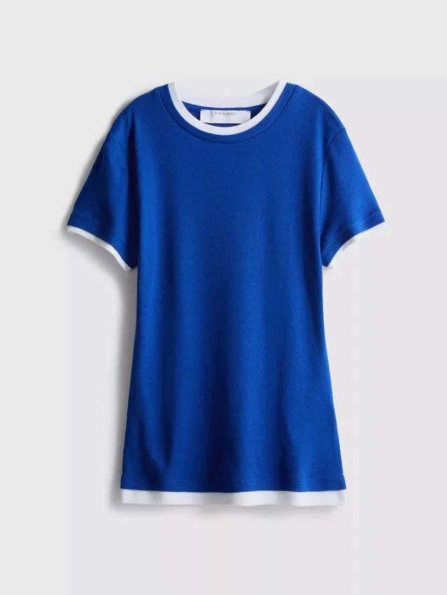 T-shirt med rund hals och dubbla lager