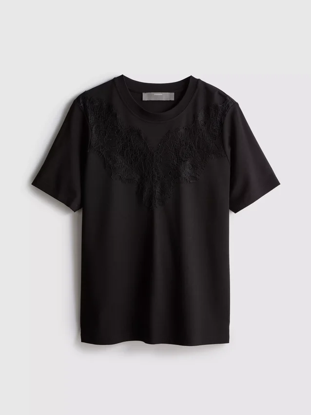 T-shirt med spetsinsats