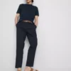 The Edit slim fit-byxor med peached-finish