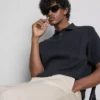 The Edit slim fit-byxor med peached-finish