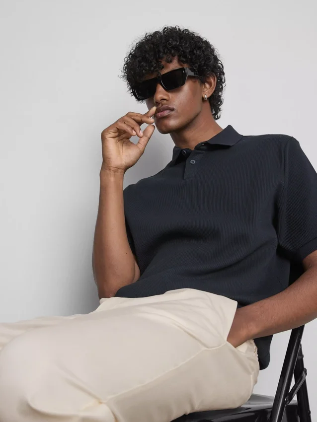 The Edit slim fit-byxor med peached-finish