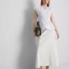 The Edit-top i poplin med rynkad V-ringning