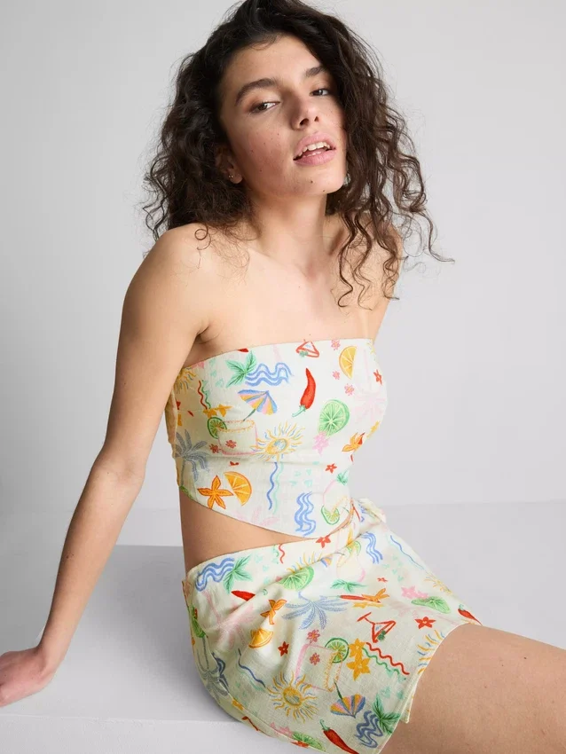 The Primark Scene | Tryckt, rundad bandeau-top