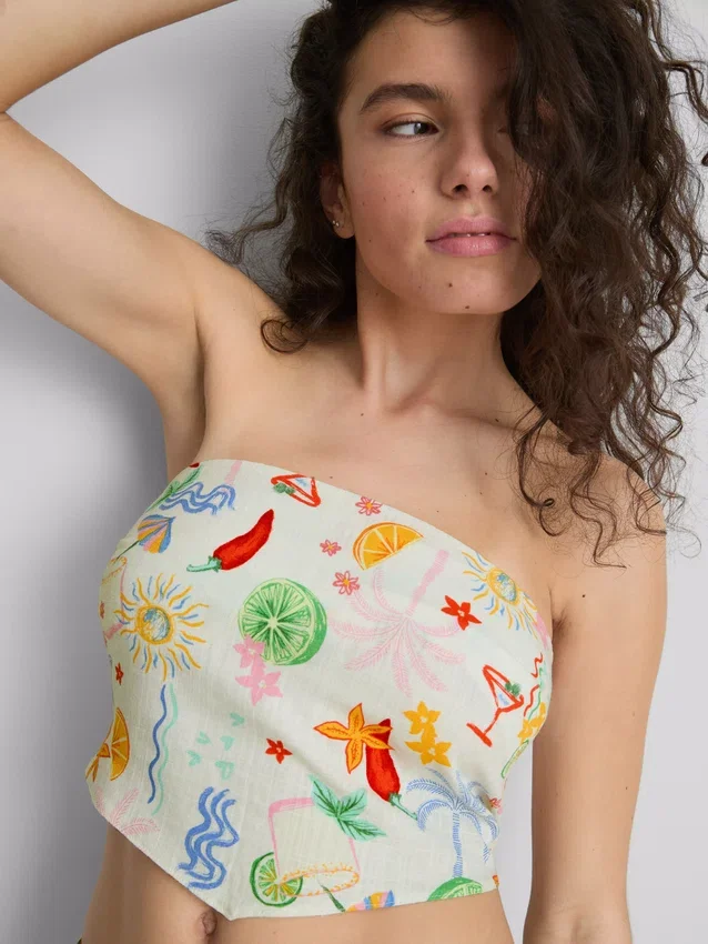 The Primark Scene | Tryckt, rundad bandeau-top