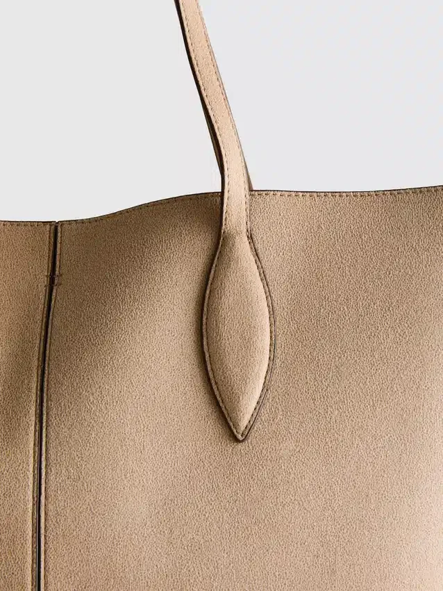 Tote-väska med panel i imitationsmocka