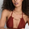 Triangel-bikinitopp med kedjedetalj