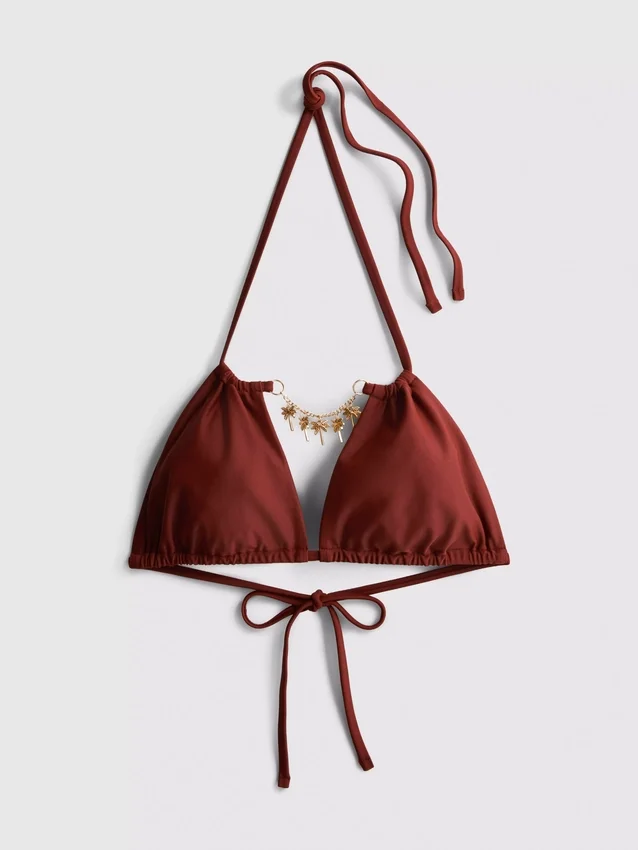 Triangel-bikinitopp med kedjedetalj