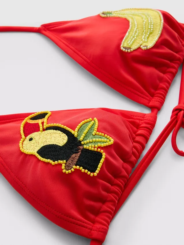Triangel-bikinitopp med tukanmotiv