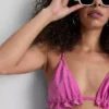 Triangelbikiniöverdel med glittrande volanger