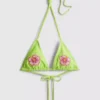 Triangelbikiniöverdel med pärlbesatta blommor