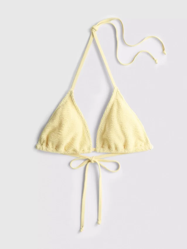 Triangelbikiniöverdel med skrynklig textur