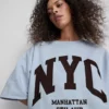 Tröja med droppärmar i bomullsrik NYC-stil
