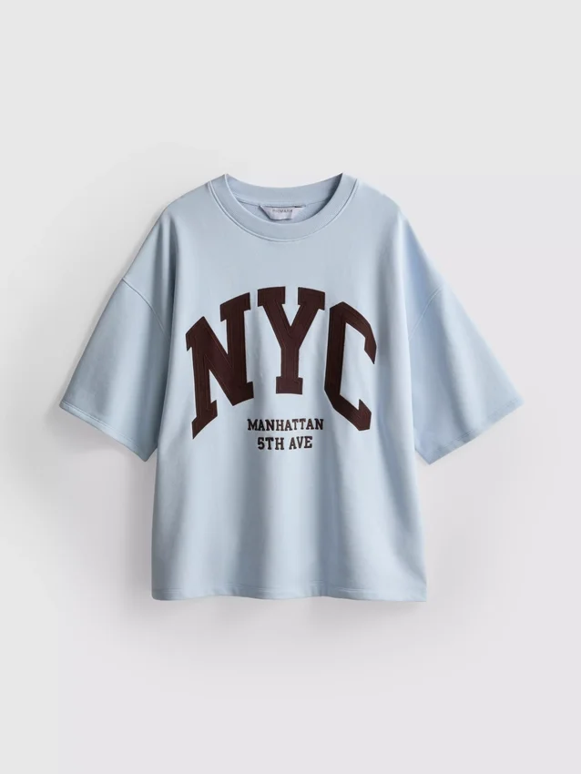Tröja med droppärmar i bomullsrik NYC-stil