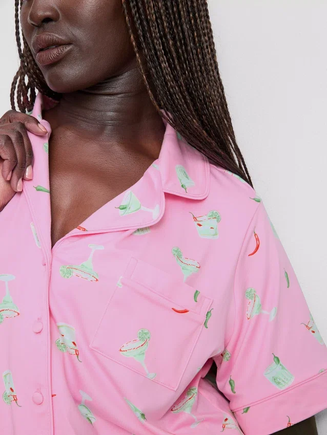 Tryckt kort pyjamasar i boyfriend-stil