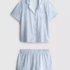 Tryckt kort pyjamasar i boyfriend-stil