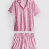 Tryckt kort pyjamasar i boyfriend-stil