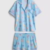 Tryckt kort pyjamasar i boyfriend-stil