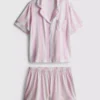 Tryckt kort pyjamasar i boyfriend-stil