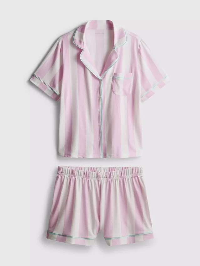 Tryckt kort pyjamasar i boyfriend-stil