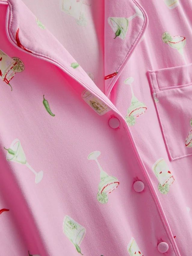 Tryckt kort pyjamasar i boyfriend-stil