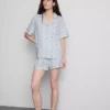 Tryckta korta boyfriend-stilens pyjamasar