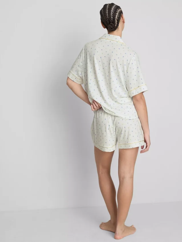 Tryckta korta boyfriend-stilens pyjamasar