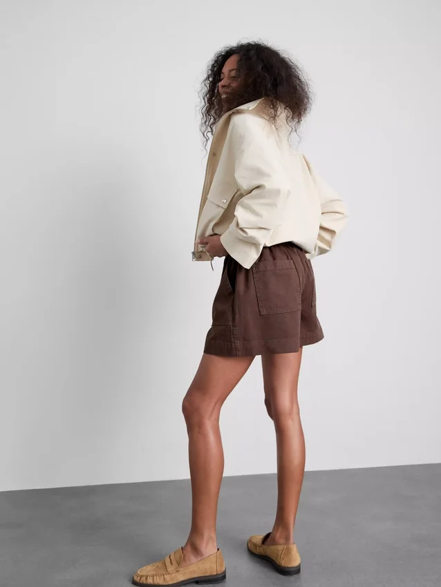 Utility-shorts i bomullsdenim