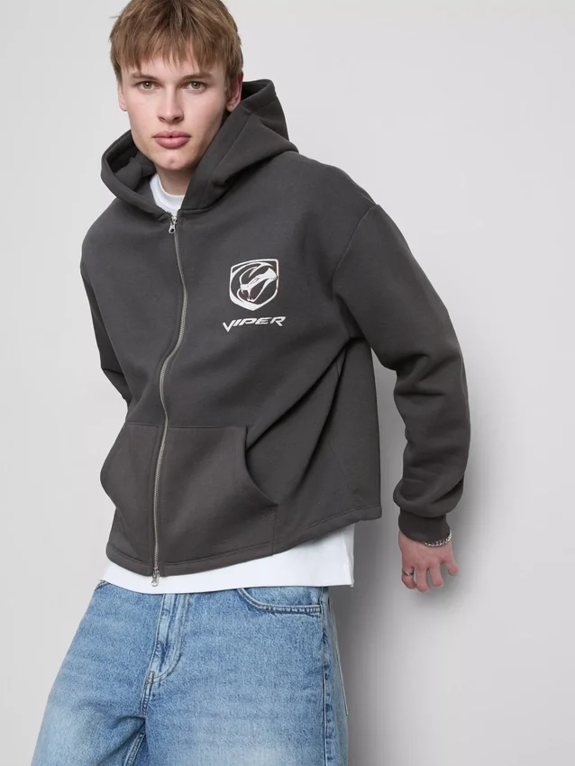 Viper-hoodie med genomgående dragkedja