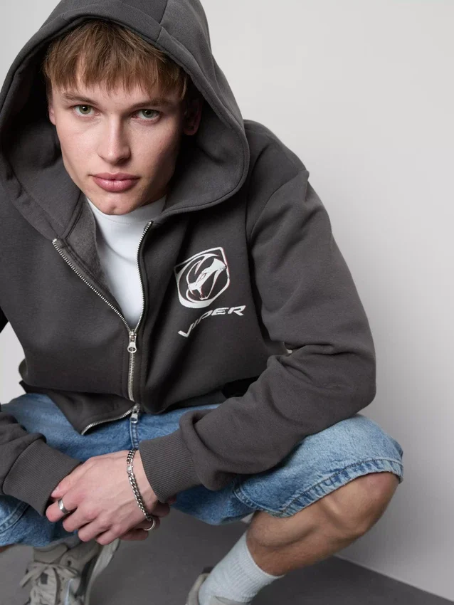 Viper-hoodie med genomgående dragkedja