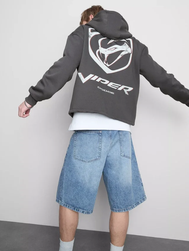 Viper-hoodie med genomgående dragkedja