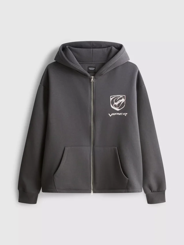 Viper-hoodie med genomgående dragkedja