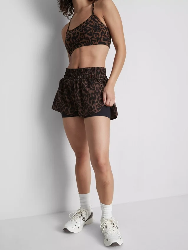 Vävda löparshorts med leopardmönster