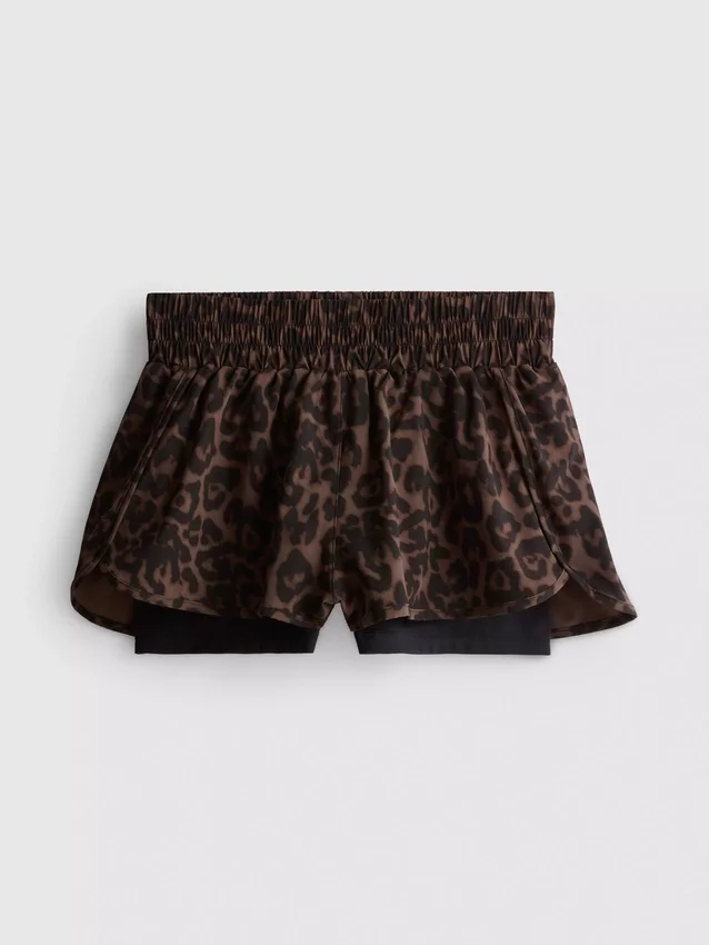 Vävda löparshorts med leopardmönster